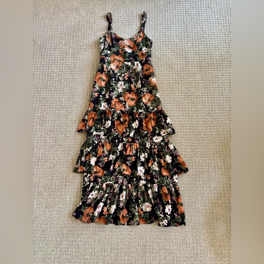 Abercrombie & Fitch floral tiered ruffle maxi dress size M